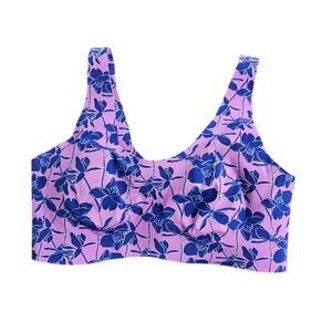 Knix Luxelift Pullover Bra, Floral, Purple, Wireless, Padded, Size S, 32A-DD